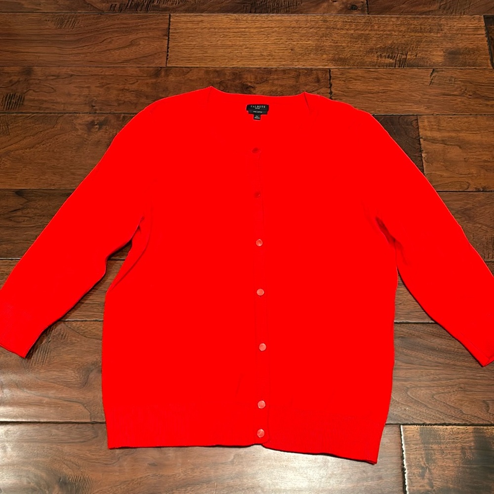 Talbots cardigan orange 3/4 sleeve LP